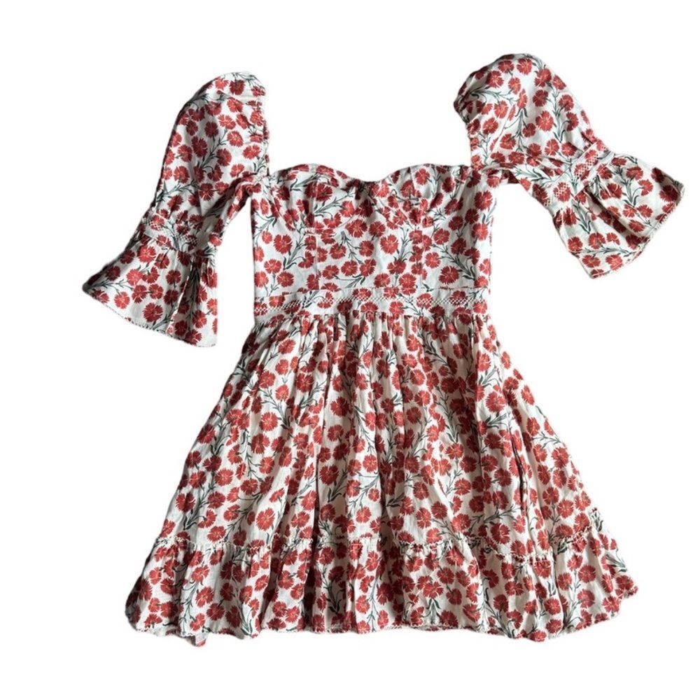 Agua by Agua Bendita Red Floral Backless Dress, L - Picture 7 of 14